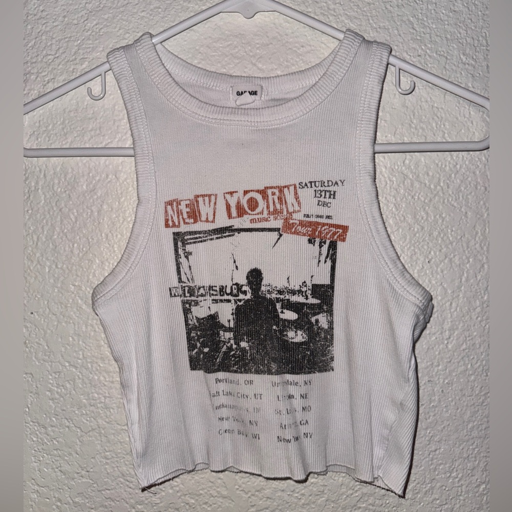 Garage White Graphic Tank Top